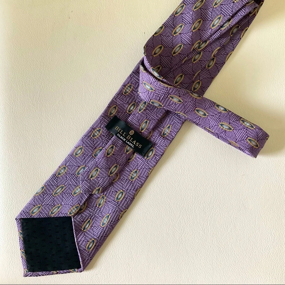 Vintage Bill Blass Black Label 100% Silk Purple Tie
